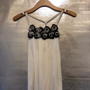 Express Black & White Floral Detail Tank